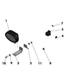 Euro Cab Lighting Front Diagram and Parts List for 46F 4X4-1I018G-1I019G-37ACH010 Cub Cadet Lawn Tractor Accessories
